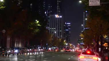 Seul, Güney Kore - 25 Şubat 24: Seul Caddesi Gece Görüşü, Güney Kore. Yüksek kalite 4k görüntü