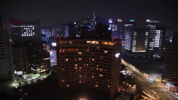 Soul Jižní Korea Února Noční Pohled Soul Horského Parku Namsan — Stock video