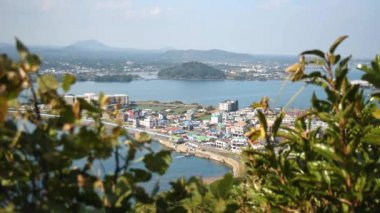 Kore 'nin Jeju Adası' ndaki Seongsan Ilchulbong 'dan görüntü. Yüksek kalite 4k görüntü