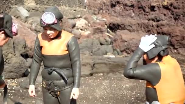 Isla Jeju Corea Del Sur Abril Haenyeo Traditional Women Divers — Vídeos de Stock