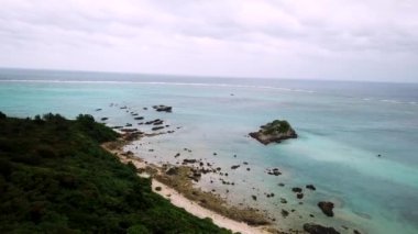 Japonya 'nın Okinawa bölgesindeki Ishigaki adasının kuzey kısmının insansız hava aracı görüntüleri. Yüksek kalite 4k görüntü.