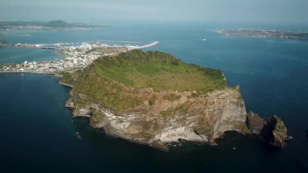 Drone Seongsan Ilchulbong Dans Île Jeju République Corée Vue Aérienne — Video