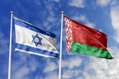 3D illüstrasyon, İsrail ve Belarus ittifak ve toplantı, devletlerin işbirliği.