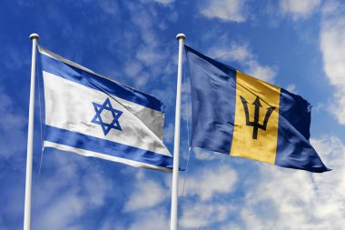 3D illüstrasyon, İsrail ve Barbados ittifak ve toplantı, devletlerin işbirliği.