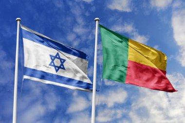 3D illüstrasyon, İsrail ve Benin ittifakı ve toplantısı, devletlerin işbirliği.