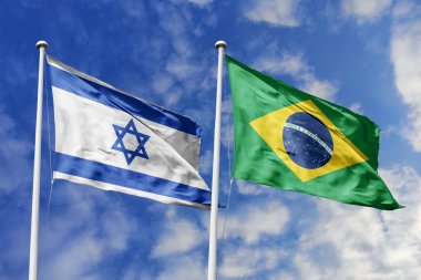 3D illüstrasyon, İsrail ve Brezilya ittifak ve toplantı, devletlerin işbirliği.