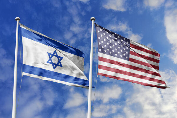 3D иллюстрация, альянс и встреча Израиля и США, сотрудничество государств.