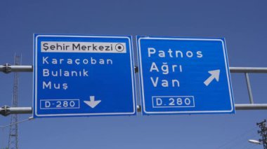 Yönlendirme Seçenekleri: Doğu Türkiye 'de Yaşam Yönleri İçin Patnos, Ar, Mu ve VanMetafor' u Gösteren Yol İşareti