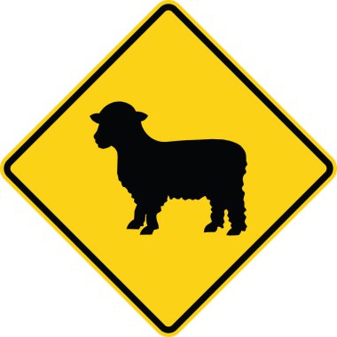 Sheep, Advance Road Warning Signs Collection Featuring Bicycles, Pedestrians, Deer, Cattle, Farm Vehicles, and Wildlife. Road signs in the United States. clipart