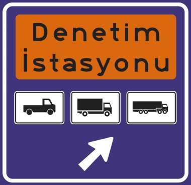 Türkiye 'de otoyol teftiş istasyonu, bilgi tabelaları, yol tabelaları. Türk otoyollarındaki standart trafik işaretleri. (Türkçe: Karayolu Denetim stasyonu, Karayol standardı trafik iaret levhalar)