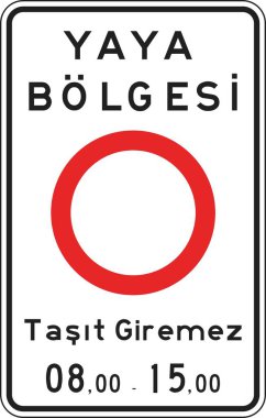 Yaya Bölgesi, Uyarı İşaretleri, Türkiye Otoyolu Standart Trafik İşaretleri (Türkçe: Karayollari Standart Trafik Isaret Levhalari, Tehlike Uyari Isareti, Yaya Bolgesi) 