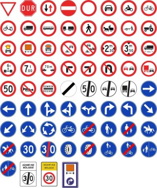 Türkiye Otoyol Standart Trafik İşaretleri, Düzenleyici İşaretler - Satılık Trafik ve Yol İşaretleri (Türkçe: Karayollari Standart Trafik Isaret Levhalari, Trafik Tanzim Isaretleri) 