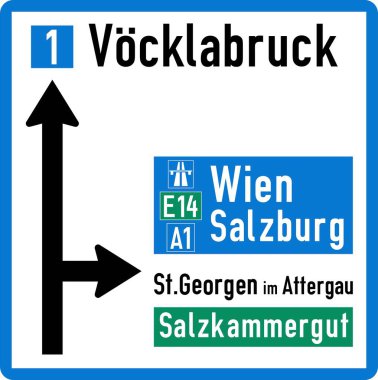 Direction sign, Informational signs, Road signs in Austria (German: Straenverkehrsordnung) clipart