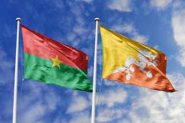 Burkina Faso ve Butan 'ın Mavi Gök' e Karşı Birlikte Dalgalanan Bayrakları Diplomatik İlişkileri ve Kıtalararası İlişkileri simgeliyor