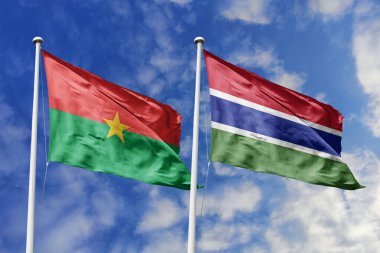 Burkina Faso ve Gambiya 'nın Bayrakları Mavi Gök' e Karşı Birlikte Dalgalanıyor, Batı Afrika Kardeşliği ve Bölgesel İşbirliği 'ni simgeliyor
