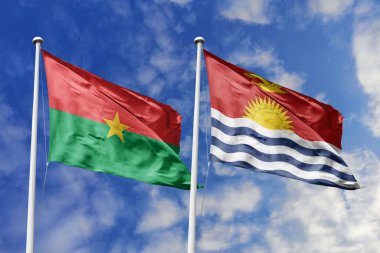 Burkina Faso ve Kiribati 'nin Bayrakları Mavi Gök' e Karşı Birlikte Dalgalanıyor Diplomatik İlişkiler ve Kıtalararası İlişkileri simgeliyor