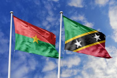 Bir Burkina Faso ve Saint Kitts ve Nevis bayrağı, Karayip-Afrika bağlarının bir metaforu, mavi gökyüzüne karşı birlikte el sallayarak dostluğu ve birliği simgeliyor..