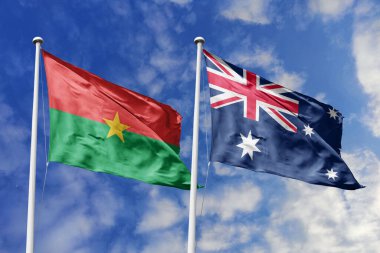 Burkina Faso ve Avustralya 'nın Bayrakları Mavi Gökyüzüne Karşı Birlikte Dalgalanıyor, Diplomatik İlişkileri ve Küresel Bağlantıları Sembolize Ediyor