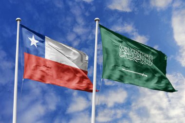 Şili ve Suudi Arabistan Bayrakları Birlikte Dalgalanıyor, Diplomatik ve Ekonomik İlişkileri sembolize ediyor.