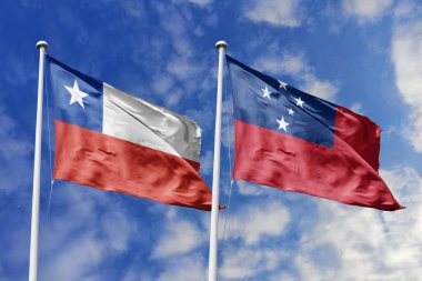 The Flags of Chile and Samoa Waving Together, Symbolizing Diplomatic Relations and Island Connections.