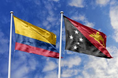 Kolombiya ve Papua Yeni Gine 'nin bayraklarını dalgalandırmak, uluslararası ilişkileri ve dostluğu sembolize ediyor..