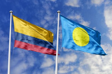 Kolombiya ve Palau 'nun bayraklarını dalgalandırmak, uluslararası ilişkileri ve dostluğu sembolize ediyor..