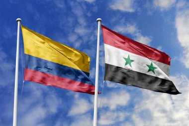 Kolombiya ve Suriye 'nin bayraklarını dalgalandırmak, uluslararası ilişkileri ve dostluğu sembolize ediyor..