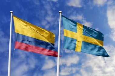 Kolombiya ve İsveç 'in bayraklarını dalgalandırmak, uluslararası ilişkileri ve dostluğu sembolize ediyor..