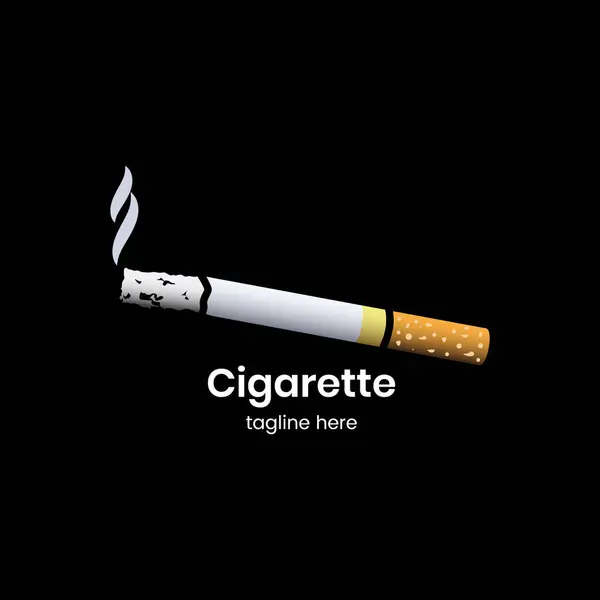香烟标志设计模板 吸烟的图标向量 黑色背景的平面设计风格 吸烟标志图解 — 图库矢量图片