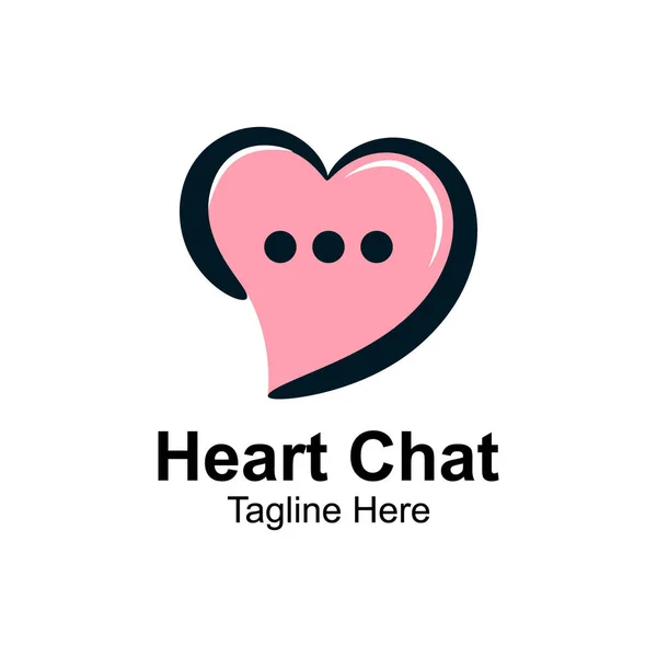 Heart Chat Logo Tasarım Şablonu. Aşk Sohbeti Logosu Simgesi. Mesaj balonundaki kalp şekli.