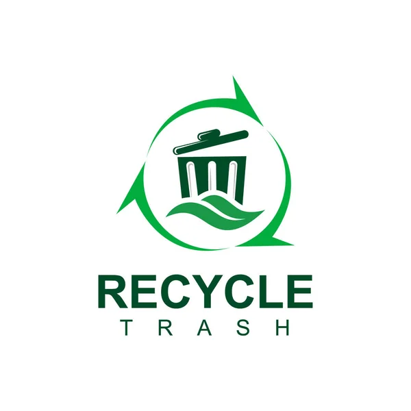 Natürliche Recycling Müll Logo Design Vorlage Mülleimer Logo Trödel Entfernungslösung — Stockvektor