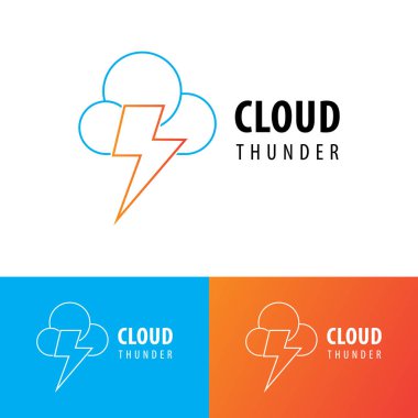 Bulut Gök Gürültüsü Logo Tasarım Şablonu. Işıklı bulut logosu. Özet Bulut ve Gök Gürültüsü.