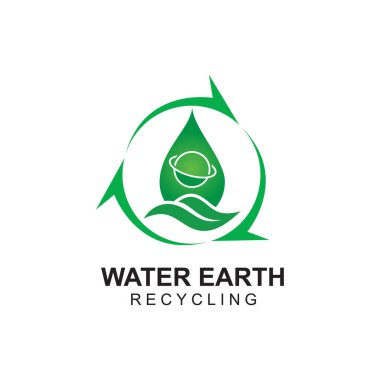 Su-Dünya Geri Dönüşüm Logosu Tasarım Şablonu.