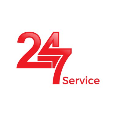 24 saat 7 gün Servis Logosu Tasarım Şablonu.