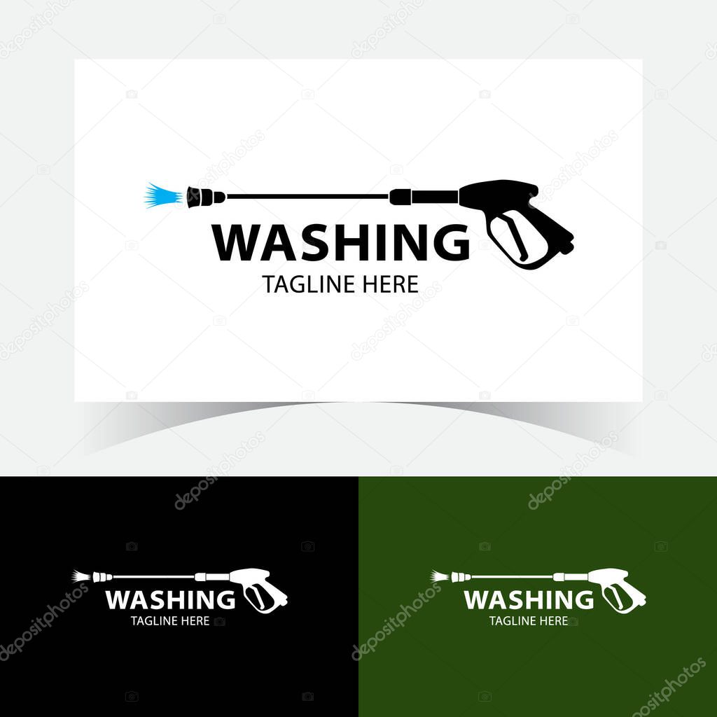 Pressure Washing Gun Logo Design Template.