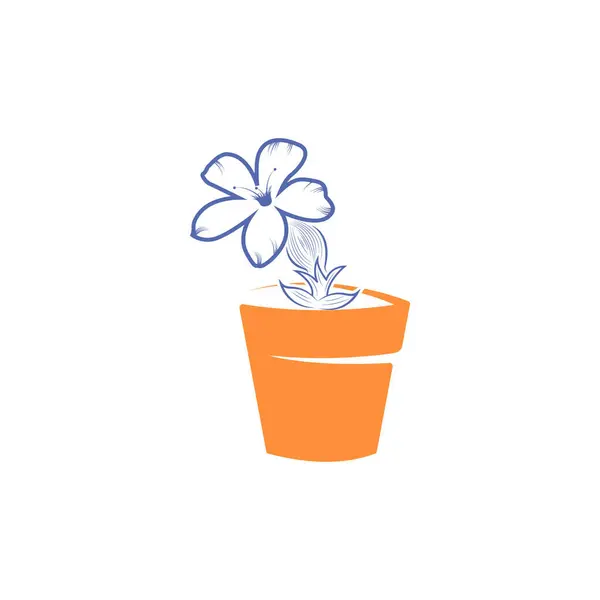 Flower Top Logo Tasarım Şablonu Saksı Logosu Tasarımı — Stok Vektör