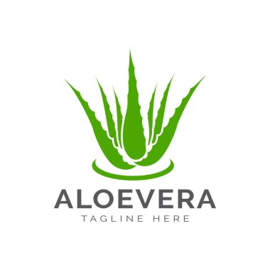 Aloe Vera Bitki Logosu Şablonu. Aloe Vera Bitkisi, Logo 'dan ayrılıyor. Bitkisel bitki ve vektör tasarımı. Aloe Vera gel logotype.