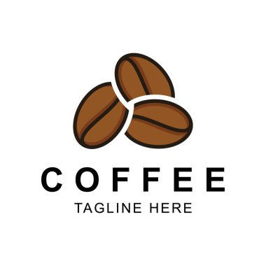Üç Kahve Fasulyesi Logosu Tasarım Şablonu.