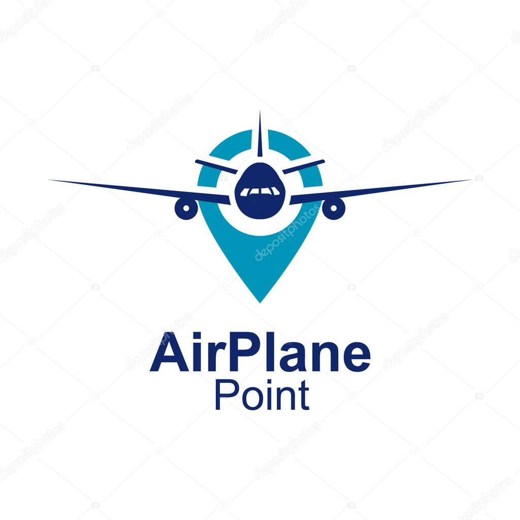 Air Plane Point, Location Logo Design Template.
