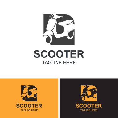 Negatif Uzay Klasik Scooter Logo Tasarım Şablonu.