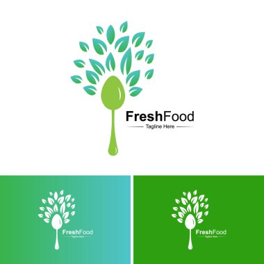 Taze Gıda Logosu Kaşık Ağacı Şablonu.