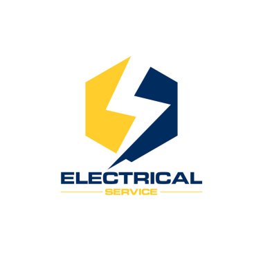 Polygon 'lu elektrikli cıvata. Flash Electric Logo Bolt Enerji Şirketi.