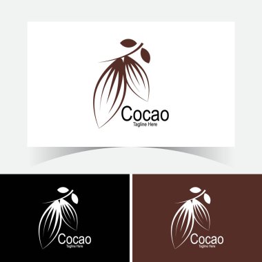 Basit Çizgi Kakao Logo Tasarım Şablonu. Kakao Logosu. Minimalist tarzlı çikolata çiftliği. Doğal Kakao Fasulyesi Logosu, Simge, Sembol, Vektör, Tasarım İlham.