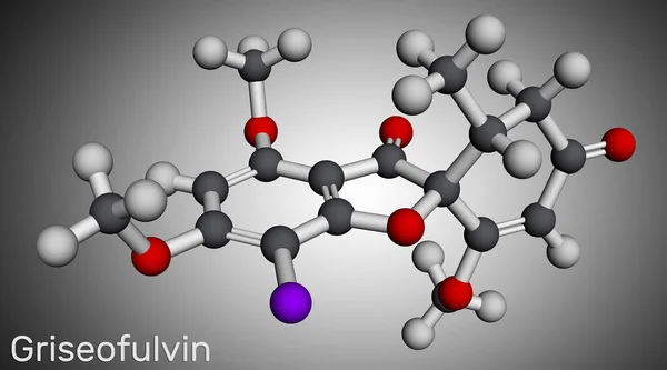 Griseofulvinmolekylen Det Ett Antimykotiskt Antibiotikum Som Används För Behandling Svampinfektioner — Stockfoto