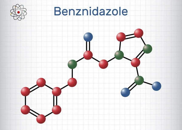 Molekuła Benznidazolu Jest Lek Przeciwpasożytniczy Stosowany Leczeniu Choroby Chagasa Strukturalna — Wektor stockowy