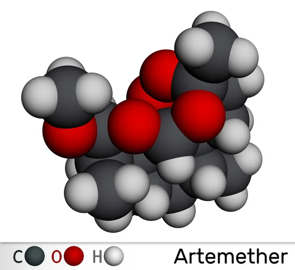 stock image Artemether molecule. It is used for the treatment of malaria. Molecular model. 3D rendering. Illustration