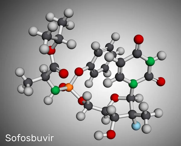 Sofosbuvirmolekylen Det Ett Antiviralt Läkemedel Som Används För Att Behandla — Stockfoto
