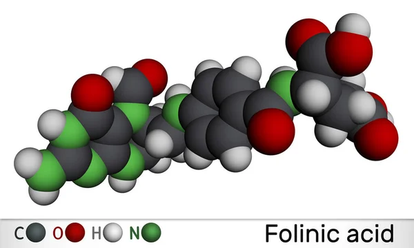 Kyselina Folinová Molekula Leukovorinu Folátový Analog Používaný Léčbě Kolorektálního Karcinomu — Stock fotografie