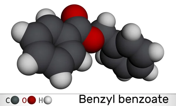 Molekula Benzylbenzoátu Lokální Léčba Strupů Vši Molekulární Model Vykreslování Ilustrace — Stock fotografie