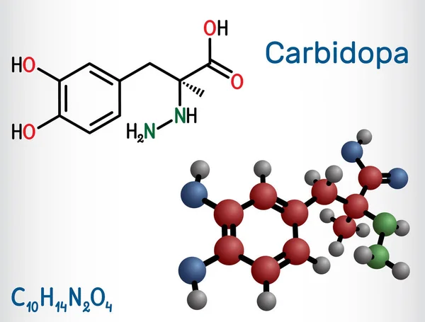Molekula Karbidopy Inhibitor Dopa Dekarboxylázy Používaný Léčbě Idiopatické Parkinsonovy Nemoci — Stockový vektor